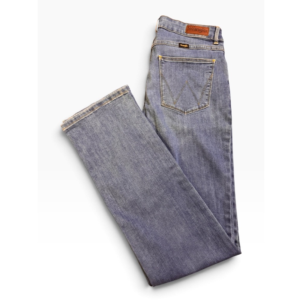 Wrangler Womens Medium Wash Straight Leg Denim Jeans Classic 5 Pocket Mid Rise